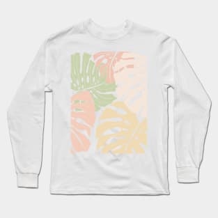 Abstract Patel Colors Monstera Leaves 3 Long Sleeve T-Shirt